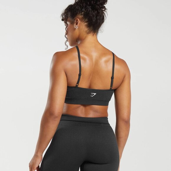 Gymshark Adapt Fleck Seamless Halterneck Bralette - Black/Smokey Grey - Picture 3 of 3